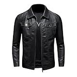 ZFBAOJT Mens Leather Jacket Motorcycle Black Biker Jackets Vintage Faux Leather Outwear Casual L