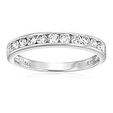 Vir Jewels 1/2 carat (ctw) Diamond Wedding Anniversary Band for Women, Half Eternity Round Diamond Engagement Ring 14K White Gold Channel Set 0.50 cttw, Size 8.5