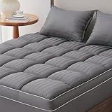 FineMay Mattress Topper Queen, Extra Thick Cooling Mattress Pad Cover for Back Pain, Breathable Mattress with 8-21" Deep Pocket, 5D Snow Down Alternative Overfilled Plush Pillow 60"x80" Dark Grey