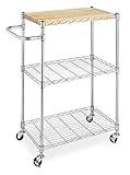 Whitmor Supreme Kitchen and Microwave Cart Wood & Chrome 13.25 x 27.5 x 33.5 inches