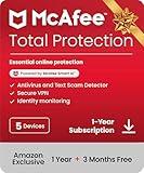 McAfee Total Protection 5-Device 2025 Ready |15 Month Subscription | Security Software Includes Antivirus, Secure VPN, Password Manager, Identity Monitoring | Download