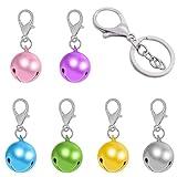Aoche Pet Bells for Dog Cat Collar 6 pack,Charm Pet Pendant Accessories with1 Pack Stainless Steel Keychain