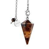 JADENOVA Pendulum Crystal Necklace Natural Yellow Tiger Eye Crystal Pendulums for Divination Dowsing Quartz Chakra Reiki Healing Jewelry for Women Men