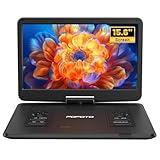 17.5” Portable DVD Player with 15.6” Large HD Screen, 6 Hours Rechargeable Battery, Dual Speakers, Region Free, Remote Control, Support Multi-Format Sync TV, USB/SD, Black