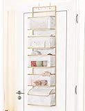 MYTHAUS Over Door Hanging Organizer - Door Mount Closet Organizer 5-Shelf, Back of Door Bathroom Organizer with Clear Window, Storage Bag for Baby Nursery/Pantry/Bedroom/Make up (White Marble)