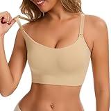 JOYSHPER Womens Wireless Bralettes Cami Bras Seamless No Underwire No Padding Bra Adjustable Soft Everyday Bras Nude
