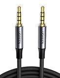 UGREEN 3.5mm Audio Cable Braided 4-Pole TRRS Hi-Fi Stereo Jack Shielded Male to Male AUX Cord Compatible with iPad, Samsung Phones, Tablets, Car Home Stereos, Headphones, Speaker, 3FT