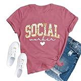 TUPOSU Social Worker Shirt Social Work Month T-Shirt Advocate Support Empower Tops Pink