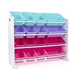 Humble Crew, White/Blue/Pink/Purple Extra-Large Toy Organizer, 16 Storage Bins