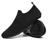QZKDM Adult Lightweight Non-Slip Grip Indoor or Outdoor House Slippers House Home Shoes Comfort & Chic Style for Men Women (QZ20005AllBlack47)