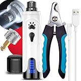 YABIFE Dog Nail Grinder, Dog Nail Trimmers and Clippers Kit, Super Quiet Electric Pet Nail Grinder, Rechargeable, for Small Large Dogs & Cats Toenail & Claw Grooming,3 Speeds, 1 Extra Grinding Wheels