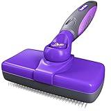 Hertzko Self Cleaning Slicker Brush for Dogs and Cats - Pet Hair Brush for Shedding Long and Short Hair - Easy Clean Retractable Bristles - Cat and Dog Grooming Tool - Purple