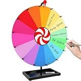 SFTPO 24 Inch Tabletop Spinning Prize Wheel, Spin Doodle Game Spinner, 14 Color Prize Wheel Spinner with Stand, Wheel of Fortune Game, Suitable for Trade Shows, Carnivals, Party Games (24'')