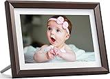 Dragon Touch Digital Picture Frame WiFi 10 inch IPS Touch Screen Digital Photo Frame Display, 32GB Storage, Auto-Rotate, Share Photos via App, Email, Cloud, Classic 10 Brown, PUUDUU