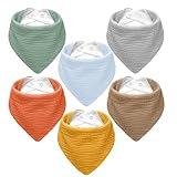 NISXABEBE Muslin Baby Bibs,Soft Triangular Baby Bandana Drool Bibs for Baby Boy Girl,Solid Colors Bib for Drooling Teething 6 Pack(Unisex)