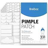 Breiboz Pimple Patches Large for Face, Acne Patches, Zit Patches Hydrocolloid Pimple Patch Invisible for Day and Night with Tea Tree, Salicylic Acid & Cica Oil-331 Patches, 7 size, 5 shapes