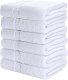 Utopia Towels 6 Pack Bath Towel Set (24 x 48 Inches), 500 GSM 100% Ring Spun Cotton Medium Lightweight and Highly Absorbent Quick Drying, Premium Towels for Hotel, Spa and Bathroom (White)