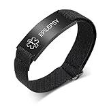 MEALGUET Epilepsy Medical Alert Bracelet for Men - Elastic Strap Stainless Steel ID Bracelets Engraved Medic Info Emergency Awareness Medical ID Bracelet,Comfort fit