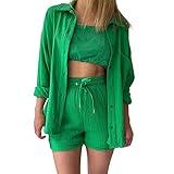 Shorts Sets Women 2 Piece Outfits Shirt Top and Shorts Set Summer Matching Sets Tracksuit Womens Vacation Outfit 2025