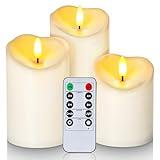 Homemory Flameless Candles, LED Candles, Battery Operated Candles, Outdoor Waterproof with Remote Timers, Electric Fake Plastic Candles, Ivory White, Set of 3