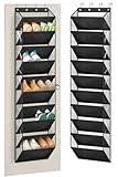 AOODA 10 Tier Clear Over the Door Shoe Organizer Storage, Deep Pockets Large Hanging Shoe Rack for Closet Door, Fit 20 Pairs Shoe Holder Hanger for Sneakers, Boots (Black)