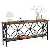 LITTLE TREE Sofa Table, 70.9 Inch Industrial Behind Couch Table with Storage Shelves, Narrow Long Console Table for Entryway, Living Room, Foyer, Hallway, Office
