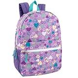 17 Inch Backpack with Side Pockets for Girls for School, Travel, Hiking, Camping (Festive Hearts)