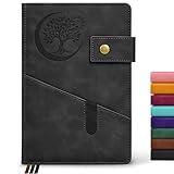 PAIBAS Blank Journal Notebook, A5 Hardcover Leather Sketchbook with 200 Pages Thick Blank Paper for Men Women, Unlined Drawing & Writing Journal, 5.9" x 8.4" Plain Notebook (black)