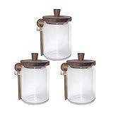 Piscepio Set of 3 Glass Jars Containers with Wooden Lids and Scoop Clear Canister Jars Set with Spoon for Kitchen Food Storage Coffee Tea Sugar Decorative Countertop Organization Jars 31 oz (3)