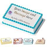 Create Your Own 1/4 Sheet - 10.5’ x 8’’ Icing Toppers - Personalized Cake Images for Birthday Wedding Graduation Special occasion - Customized Cake Topper - No Known Allergens
