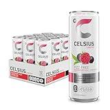 CELSIUS Raspberry Acai Green Tea, Functional Essential Energy Drink 12 Fl Oz (Pack of 12) Packaging may vary