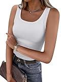 BDITANLE Women Sleeveless Scoop Neck Ribbed Tank Top Fitted Summer Basic Cami T-Shirts