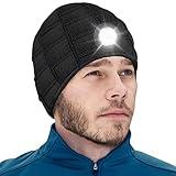 Stocking Stuffers for Men Beanie Hat with Light - Christmas Birthday Gifts for Men LED Headlamp Hats Winter Cap Gifts for Dad Women Husband Boyfriend Him Teen Rechargeable Flashlight Knit Lighted Hat