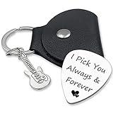 JCHCAMRY I Pick You Always Forever,Stainless Steel Engraving Guitar Picks Jewelry Gift for Men Boyfriend Husband Dad Son Musician Guitar Player Birthday Christmas Thanksgiving Father's Day Gifts