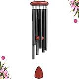 WENANA Large Aluminium Wind Chimes Outside, Soothing Melodic Wind Chime, Suitable Outdoor Garden Patio Decor, Gift for Mom Women Neighbors (36 Inches Black)