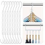 HOUSE DAY Closet Organizers and Storage, Magic Hangers Space Saving Clothes Hangers, Pack of 8 Sturdy Plastic Hangers with 5 Holes for Wardrobe Closet Organization, College Dorm Room Essentials