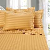 Elegant Comfort Best, Softest, Coziest 6-Piece Sheet Sets! - 1500 Premier Hotel Quality Luxurious Wrinkle Resistant 6-Piece Damask Stripe Bed Sheet Set, King Camel/Gold