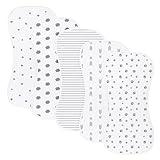sleepyturtle 5 Pack Baby Burp Cloths, Unisex Newborn Burping Cloths, Soft and Absorbent Muslin Cotton, Large Size for Newborn, (Grey-jt)
