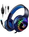Pacrate RGB Gaming Headset for PS5/PS4/Xbox One/Nintendo Switch/PC/Mac, PS4 Headset with Microphone Xbox Headsets with LED Lights, Noise Cancelling PS5 Headsets for Kids Adults