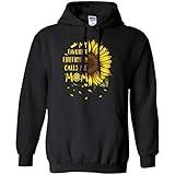 TeesPass Sunflower My Favorite Firefighter Calls Me Mom Shirt Hoodie (Black, S)