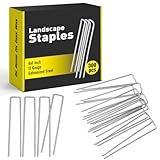 HongWay 120 Pack 6 Inch Landscape Staples 11 Gauge Garden Staples, Galvanized Garden Stakes U-Shaped Sod Pins, Lawn Yard Ground Fence Stakes for Anchoring Landscaping Fabric Irrigation Tubing