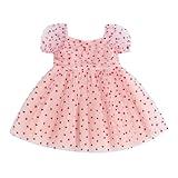 Sister Matching Clothes Baby Girls Valentines Day Romper Dress Heart Print Puff Sleeve Tulle Dress Birthday Outfits (Pink C,18-24 Months)