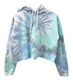 Era of Artists, LLC Waterfall Blue Pastel Tie-Dye Unisex Cropped Hoodie (Medium)