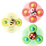 ALASOU 3PCS Suction Cup Spinner Toys for 1 Year Old Boy Girl|Spinning Top Baby Toys 12 18 Months|1 2 Year Old Boy Birthday Gift|Baby Bath Toy for Kids Ages 1-3|Sensory Toy for Toddlers 1-3