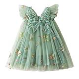 NNJXD Baby Girl Flower Embroidery Tulle Dress Butterfly Toddler Birthday Party Dresses 2109 Green Size(90) 12-24 Months