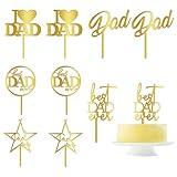 Set of 10 gold flash Acrylic happy birthday dad Cake Topper Dad's birthday party Cake decorations Father's Day decorations cake Topper