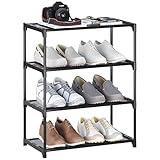 Hockmez 4-Tier Small Shoe Rack .Stackable Shoe Shelf Storage Organizer for Entryway Hallway Closet Bathroom Living Room (Black)