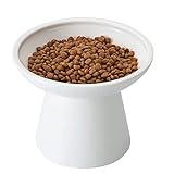 CEEFU Extra Wide Elevated Ceramic Cat Bowl - 6.2" Shallow Dish for Whisker Fatigue Relief, 5" Height for Easy Feeding, Lead & Cadmium Free, Durable Raised Cat Food Bowls, White