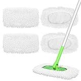 Yicotira 4 Pack Reusable Microfiber Mop Pads Compatible with Swiffer Sweeper - Dry Sweeping Cloths & Wet Pad Refills for Wet & Dry, Washable Pads Refills for Household Cleaning (Mop is not Included)