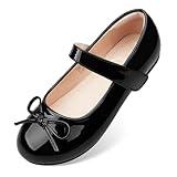 Stelle Girls Mary Jane School Flats Flower Wedding Uniform Party Shoes（Black,11ML